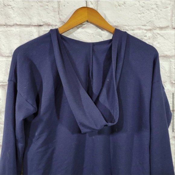 Soft Surroundings Navy Blue Hi Low Hem Hooded Pullover Sweater XSmall Petite - Picture 10 of 13
